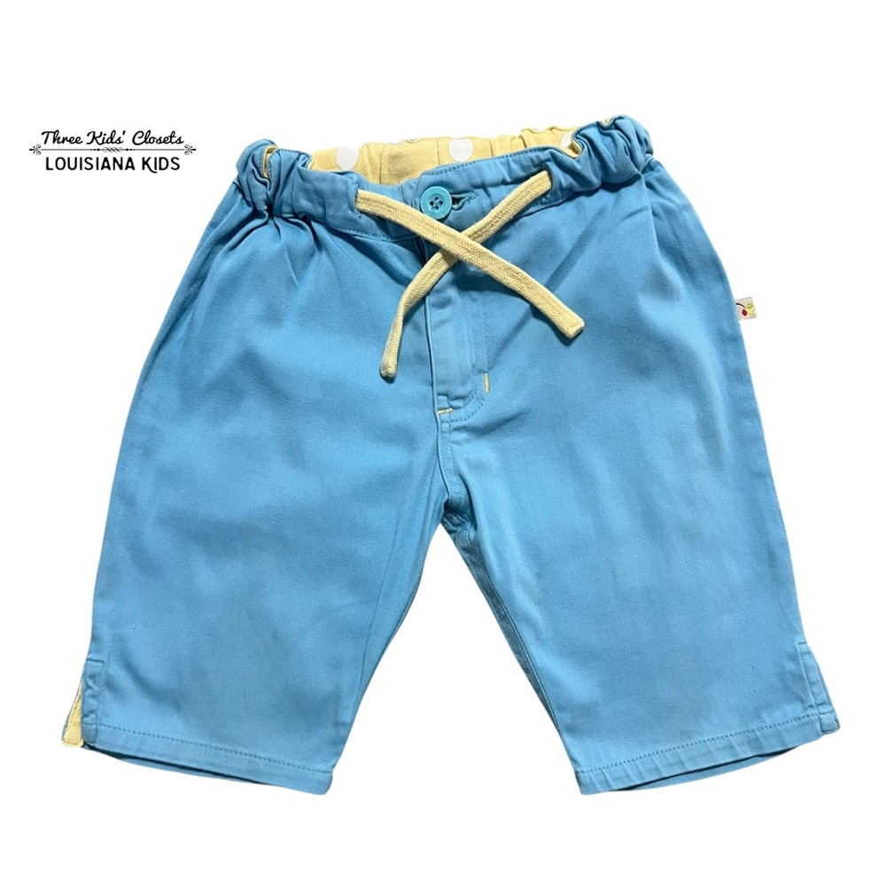 Frugi 2-3Y Organic Blue & Yellow Drawstring Shorts